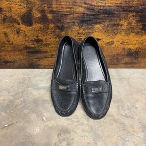 Coach Fredrica pebbled black leather loafers slip on womens 9.5.